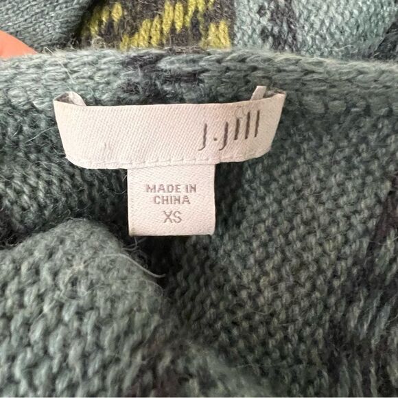 J Jill wool blend waterfall Aztec print cardigan. Sz XS - Picture 6 of 7